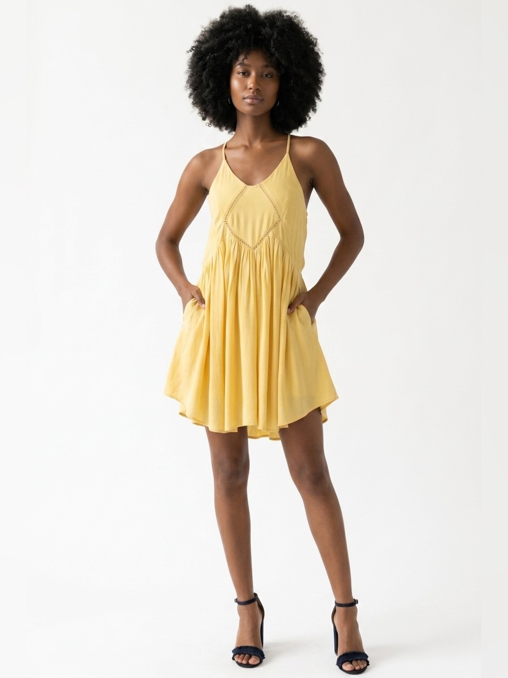 WOMEN'S RACERBACK DRESS SCOOP NECK SLEEVELESS  HIGH-LOW HEM SOLID GOLDEN